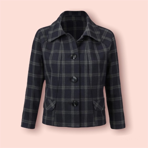 CAbi Jackets & Blazers - Cabi Navy Plaid Print Connery Button Jacket 3551